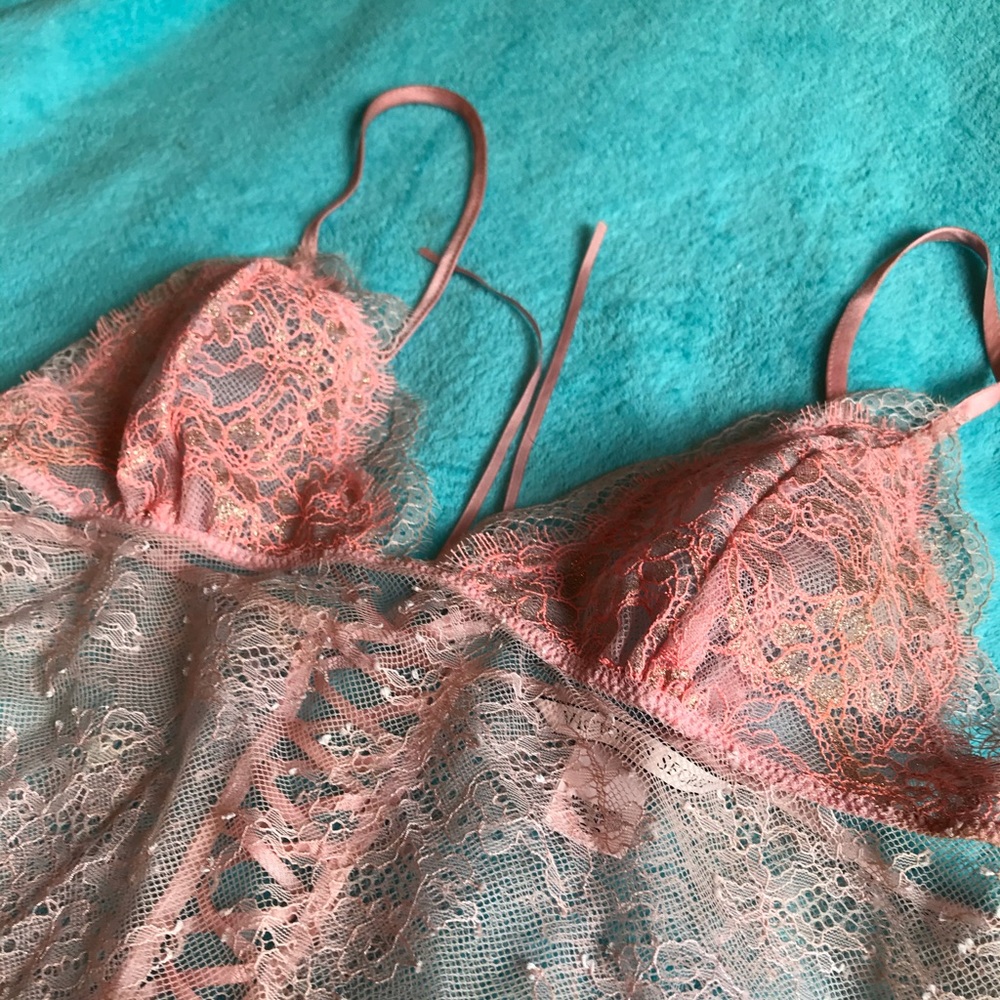 Victoria’s Secret Pink & Gold Lace Babydoll